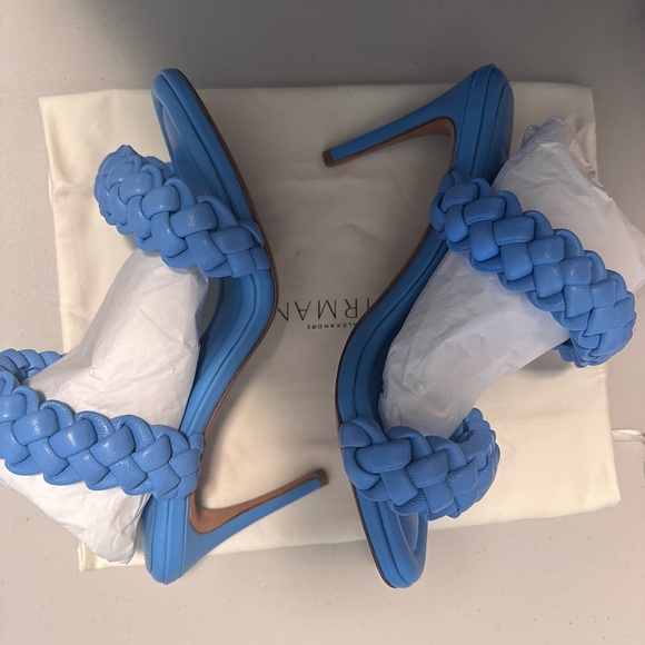 ALEXANDRE BIRMAN Francis Braided Leather Mules Aquarius Blue Size 9 - Picture 7 of 15